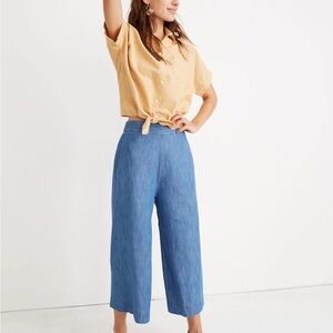 Madewell Chambray Huston Pull-On Crop Pants